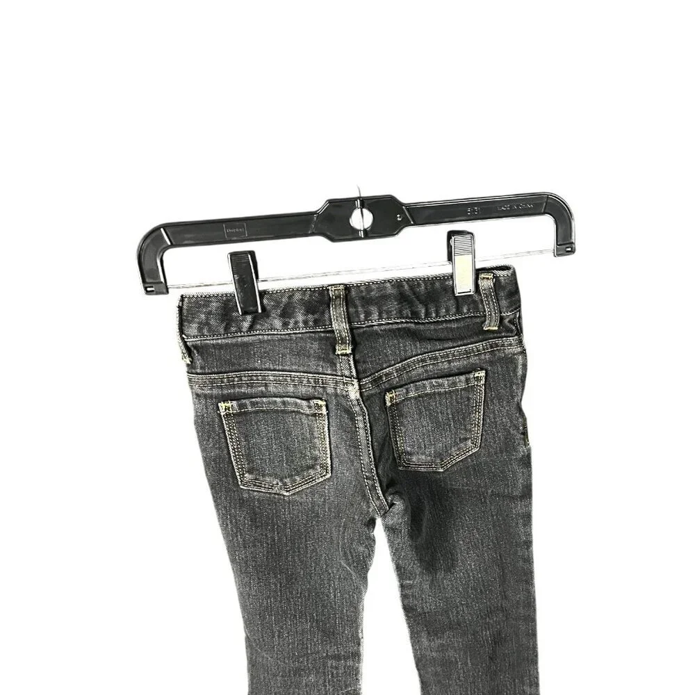 Old Navy Girls Black Boot Cut Denim Jeans Size 6 Adjustable‎ Waist Distressed